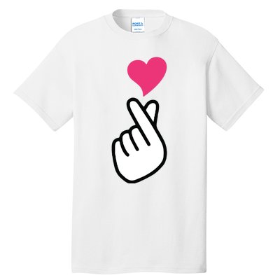 Finger Heart Korean Hand Symbol KPOP Love Saranghae Tall T-Shirt