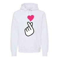 Finger Heart Korean Hand Symbol KPOP Love Saranghae Premium Hoodie