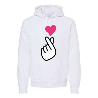 Finger Heart Korean Hand Symbol KPOP Love Saranghae Premium Hoodie