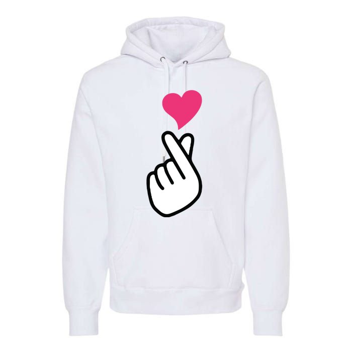 Finger Heart Korean Hand Symbol KPOP Love Saranghae Premium Hoodie