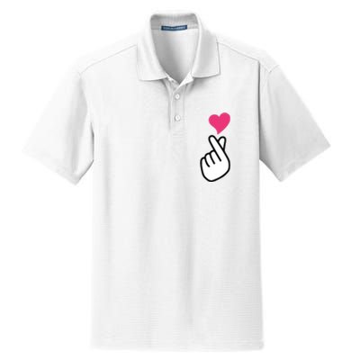 Finger Heart Korean Hand Symbol KPOP Love Saranghae Dry Zone Grid Polo