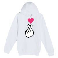 Finger Heart Korean Hand Symbol KPOP Love Saranghae Premium Pullover Hoodie