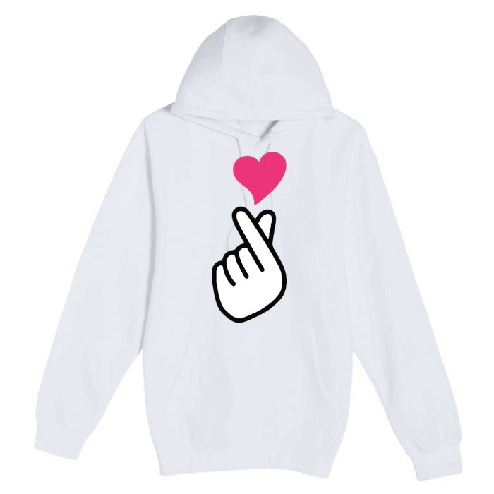 Finger Heart Korean Hand Symbol KPOP Love Saranghae Premium Pullover Hoodie