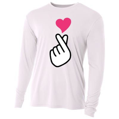 Finger Heart Korean Hand Symbol KPOP Love Saranghae Cooling Performance Long Sleeve Crew