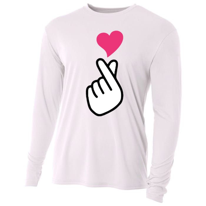 Finger Heart Korean Hand Symbol KPOP Love Saranghae Cooling Performance Long Sleeve Crew