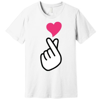 Finger Heart Korean Hand Symbol KPOP Love Saranghae Premium T-Shirt