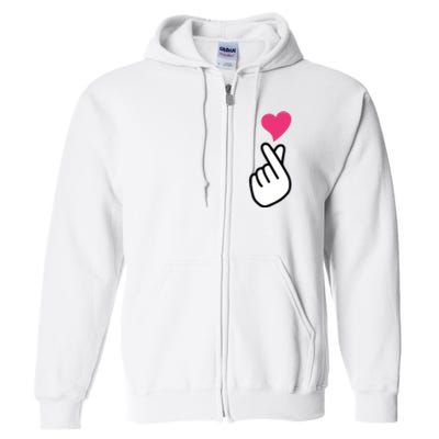 Finger Heart Korean Hand Symbol KPOP Love Saranghae Full Zip Hoodie