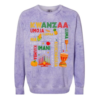 Funny Happy Kwanzaa Seven Principles Of Kwanzaa Colorblast Crewneck Sweatshirt