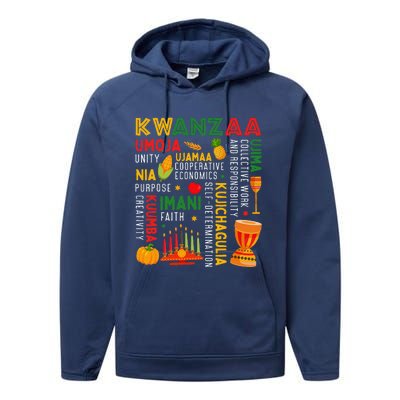 Funny Happy Kwanzaa Seven Principles Of Kwanzaa Performance Fleece Hoodie