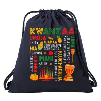 Funny Happy Kwanzaa Seven Principles Of Kwanzaa Drawstring Bag