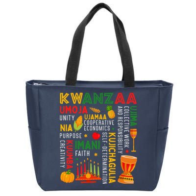 Funny Happy Kwanzaa Seven Principles Of Kwanzaa Zip Tote Bag