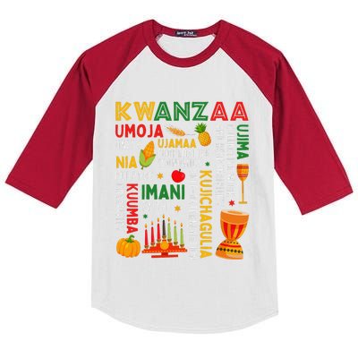 Funny Happy Kwanzaa Seven Principles Of Kwanzaa Kids Colorblock Raglan Jersey