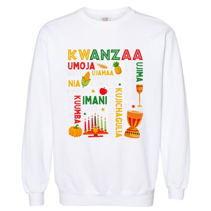 Funny Happy Kwanzaa Seven Principles Of Kwanzaa Garment-Dyed Sweatshirt