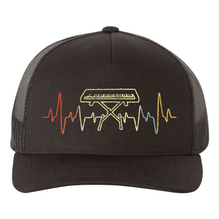 Funny Heartbeat Keyboard Piano Player Musician Retro Yupoong Adult 5-Panel Trucker Hat