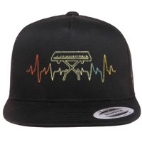 Funny Heartbeat Keyboard Piano Player Musician Retro Flat Bill Trucker Hat