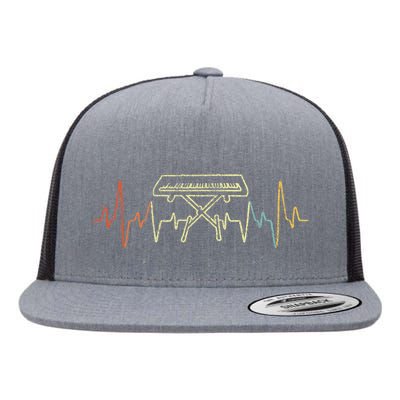 Funny Heartbeat Keyboard Piano Player Musician Retro Flat Bill Trucker Hat