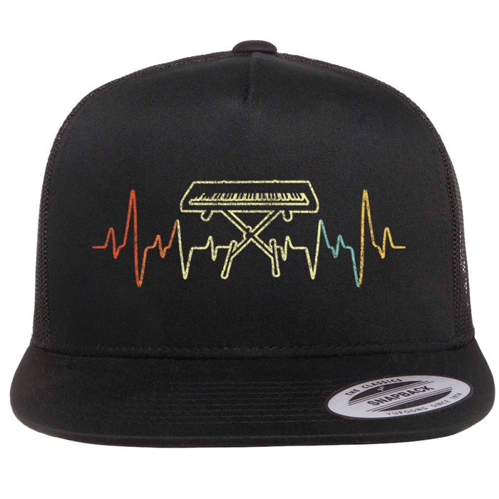 Funny Heartbeat Keyboard Piano Player Musician Retro Flat Bill Trucker Hat