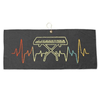 Funny Heartbeat Keyboard Piano Player Musician Retro Large Microfiber Waffle Golf Towel