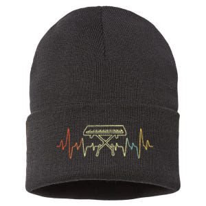 Funny Heartbeat Keyboard Piano Player Musician Retro Sustainable Knit Beanie