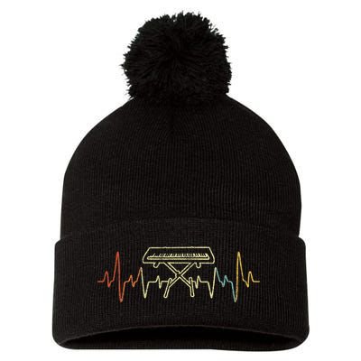 Funny Heartbeat Keyboard Piano Player Musician Retro Pom Pom 12in Knit Beanie