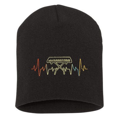 Funny Heartbeat Keyboard Piano Player Musician Retro Short Acrylic Beanie