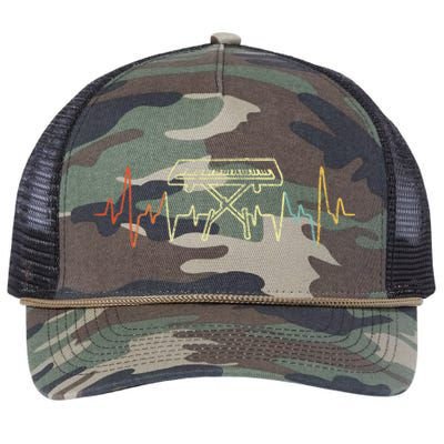 Funny Heartbeat Keyboard Piano Player Musician Retro Retro Rope Trucker Hat Cap