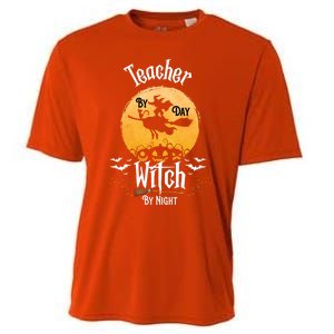 Funny Halloween Kindergarten Teacher By Day Witch By Night Gift Cooling Performance Crew T-Shirt