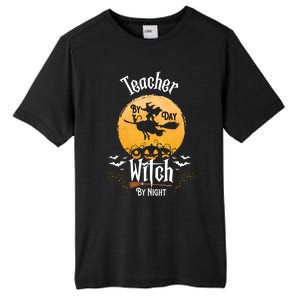 Funny Halloween Kindergarten Teacher By Day Witch By Night Gift Tall Fusion ChromaSoft Performance T-Shirt