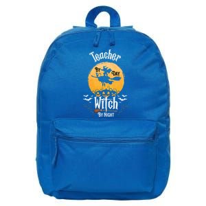 Funny Halloween Kindergarten Teacher By Day Witch By Night Gift 16 in Basic Backpack