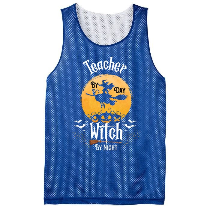 Funny Halloween Kindergarten Teacher By Day Witch By Night Gift Mesh Reversible Basketball Jersey Tank