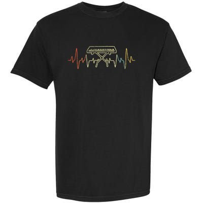 Funny Heartbeat Keyboard Piano Player Musician Retro Garment-Dyed Heavyweight T-Shirt