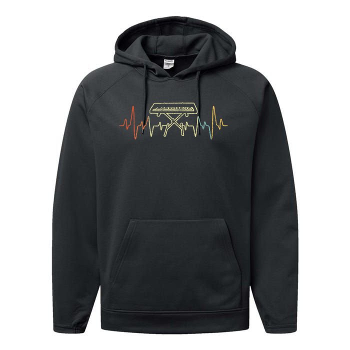 Funny Heartbeat Keyboard Piano Player Musician Retro Performance Fleece Hoodie