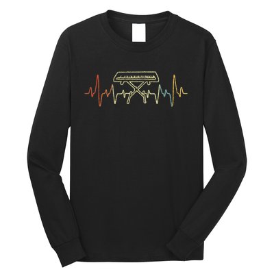 Funny Heartbeat Keyboard Piano Player Musician Retro Long Sleeve Shirt