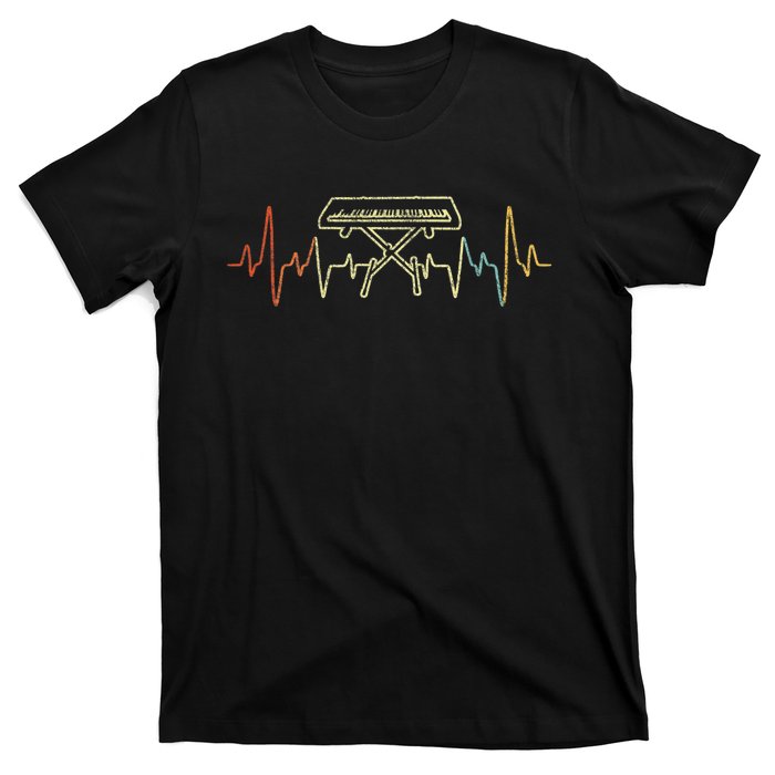 Funny Heartbeat Keyboard Piano Player Musician Retro T-Shirt