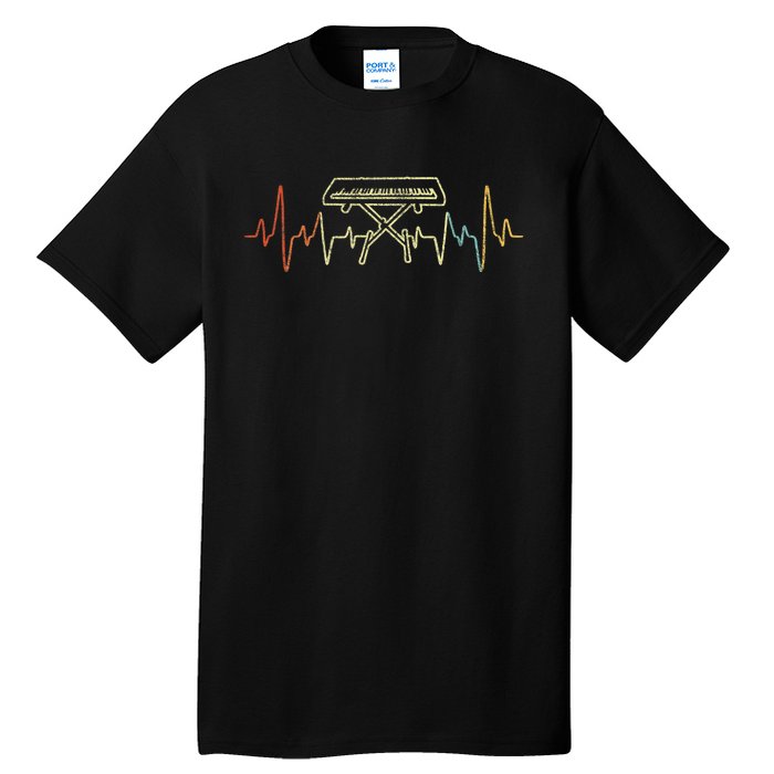 Funny Heartbeat Keyboard Piano Player Musician Retro Tall T-Shirt