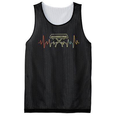 Funny Heartbeat Keyboard Piano Player Musician Retro Mesh Reversible Basketball Jersey Tank