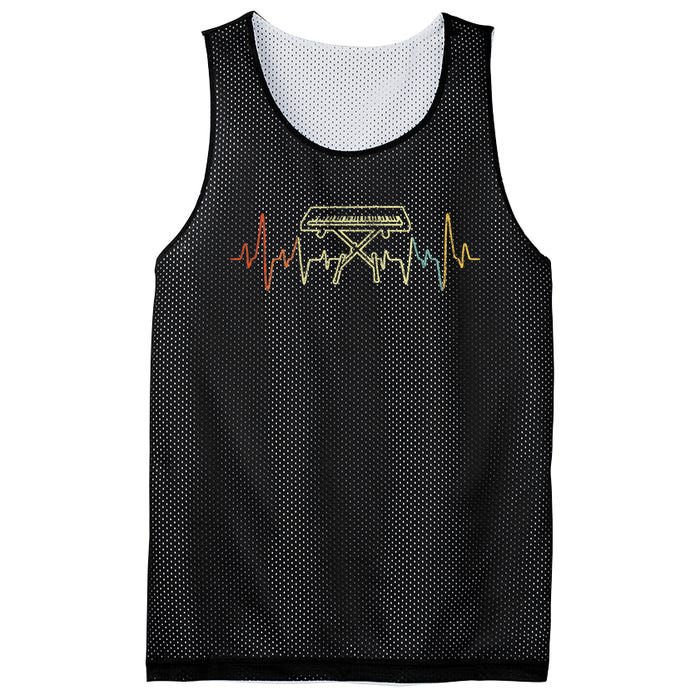 Funny Heartbeat Keyboard Piano Player Musician Retro Mesh Reversible Basketball Jersey Tank