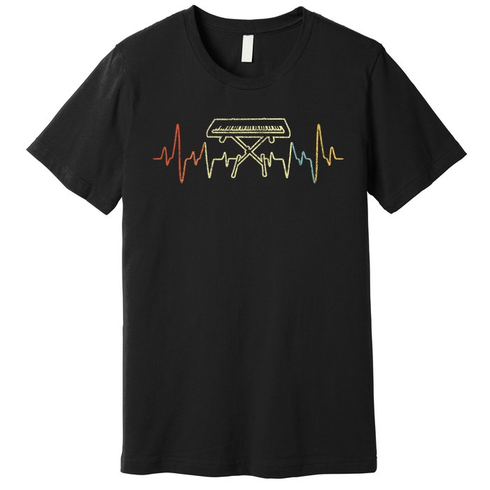 Funny Heartbeat Keyboard Piano Player Musician Retro Premium T-Shirt