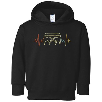 Funny Heartbeat Keyboard Piano Player Musician Retro Toddler Hoodie