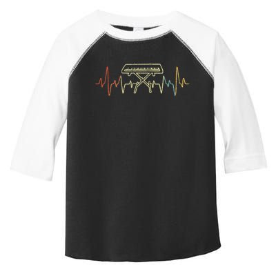 Funny Heartbeat Keyboard Piano Player Musician Retro Toddler Fine Jersey T-Shirt