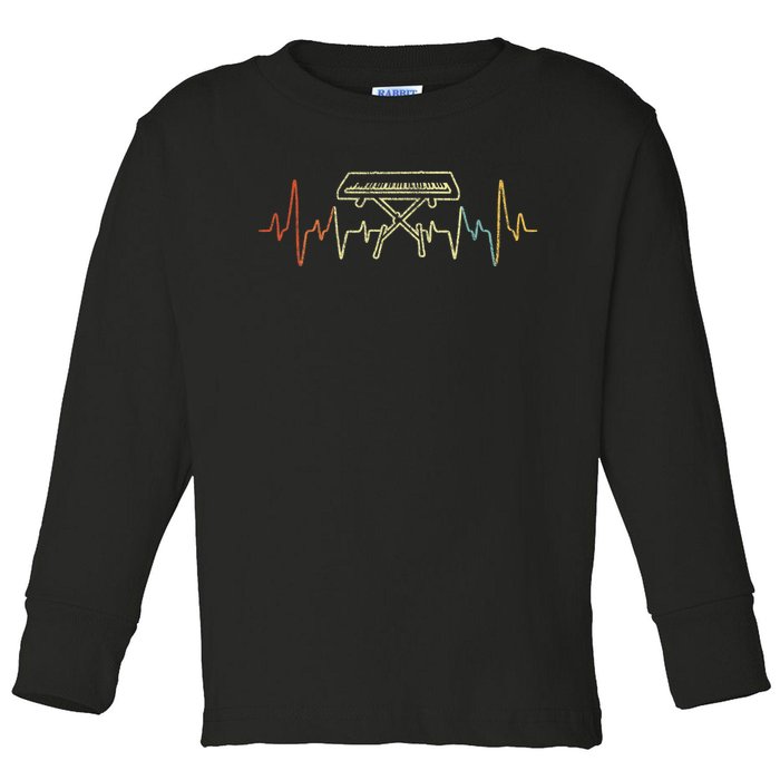 Funny Heartbeat Keyboard Piano Player Musician Retro Toddler Long Sleeve Shirt