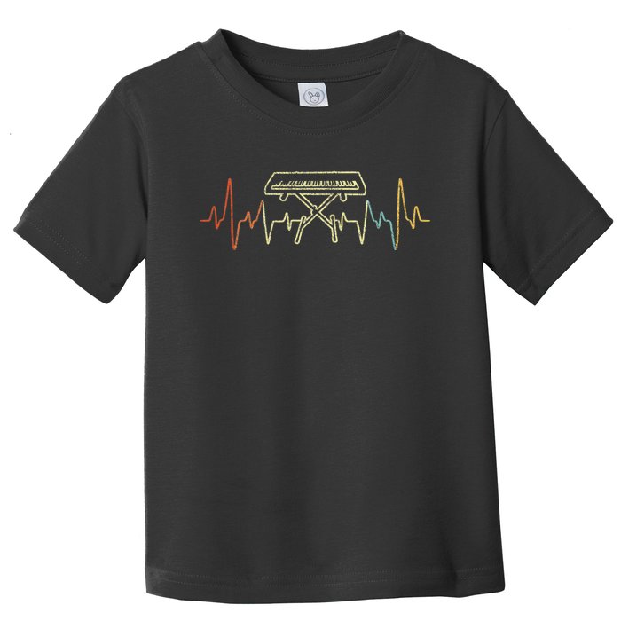 Funny Heartbeat Keyboard Piano Player Musician Retro Toddler T-Shirt