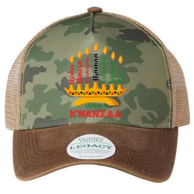 Funny Happy Kwanzaa Kinara Seven Candles Principles Of Kwanzaa Legacy Tie Dye Trucker Hat