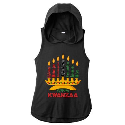 Funny Happy Kwanzaa Kinara Seven Candles Principles Of Kwanzaa Ladies PosiCharge Tri-Blend Wicking Draft Hoodie Tank