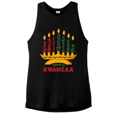 Funny Happy Kwanzaa Kinara Seven Candles Principles Of Kwanzaa Ladies PosiCharge Tri-Blend Wicking Tank