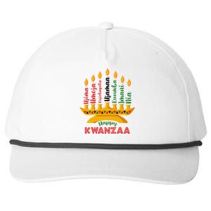 Funny Happy Kwanzaa Kinara Seven Candles Principles Of Kwanzaa Snapback Five-Panel Rope Hat