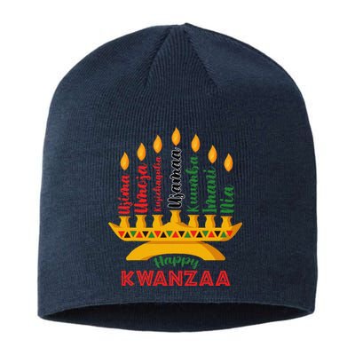 Funny Happy Kwanzaa Kinara Seven Candles Principles Of Kwanzaa Sustainable Beanie