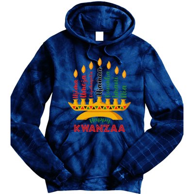 Funny Happy Kwanzaa Kinara Seven Candles Principles Of Kwanzaa Tie Dye Hoodie