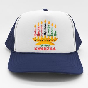 Funny Happy Kwanzaa Kinara Seven Candles Principles Of Kwanzaa Trucker Hat