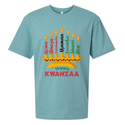 Funny Happy Kwanzaa Kinara Seven Candles Principles Of Kwanzaa Sueded Cloud Jersey T-Shirt